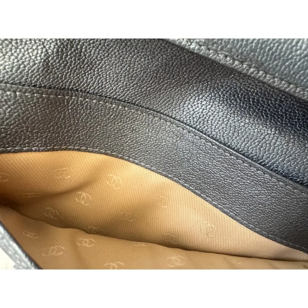 Chanel Coco Button Trifold Long Wallet Blue Shimmer Vintage